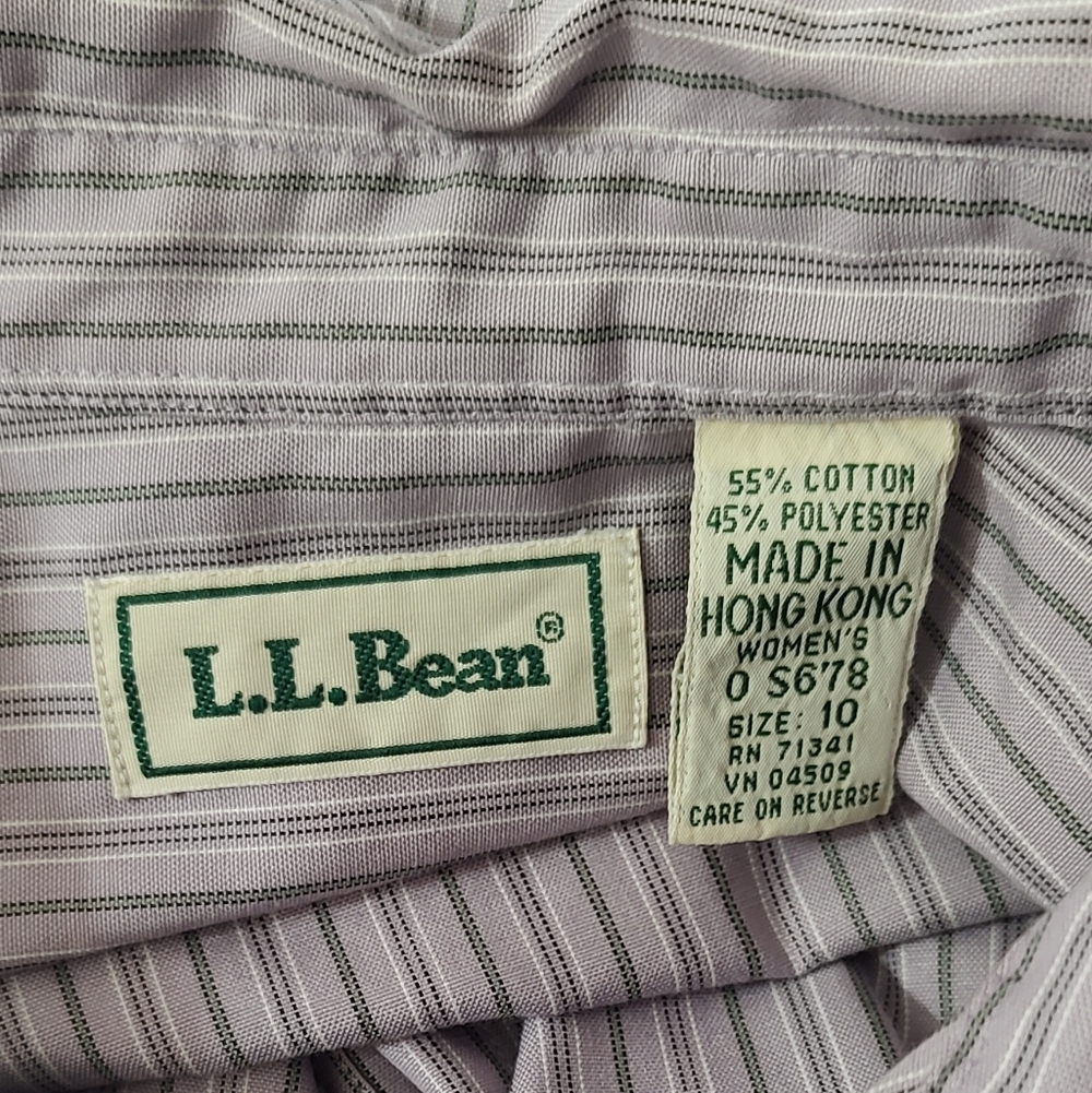 L.L. Bean Vintage Purple Striped Button Down Shirt Size 10 - Picture 3 of 3